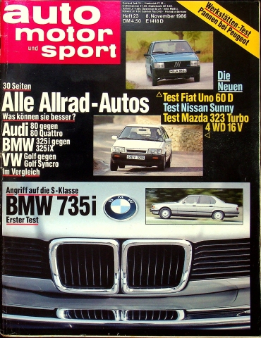 Deckblatt Auto Motor und Sport (23/1986)